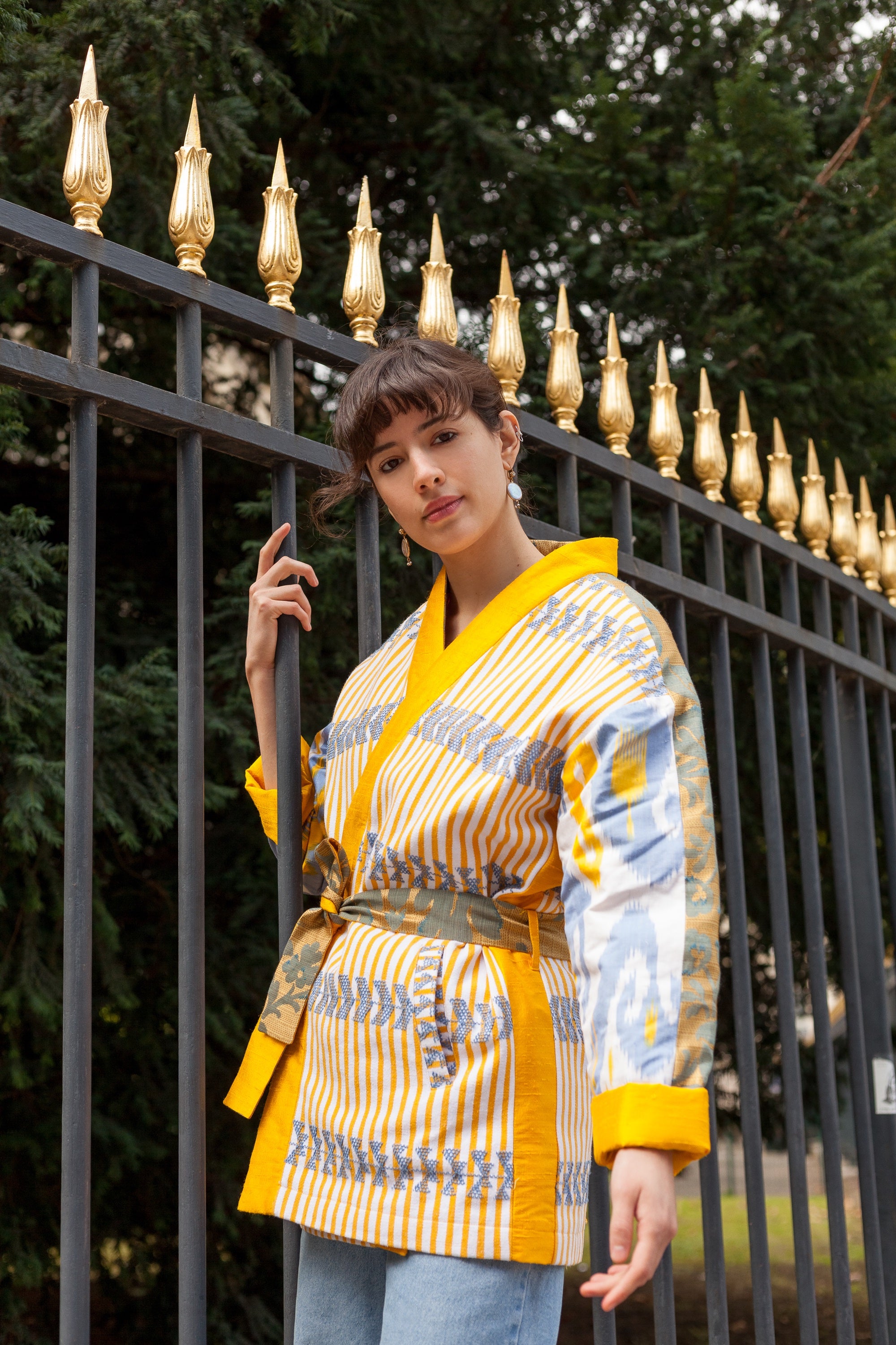 maison-mitla-handwoven-women-Jacket-kimono-silk-cotton-yellow-7