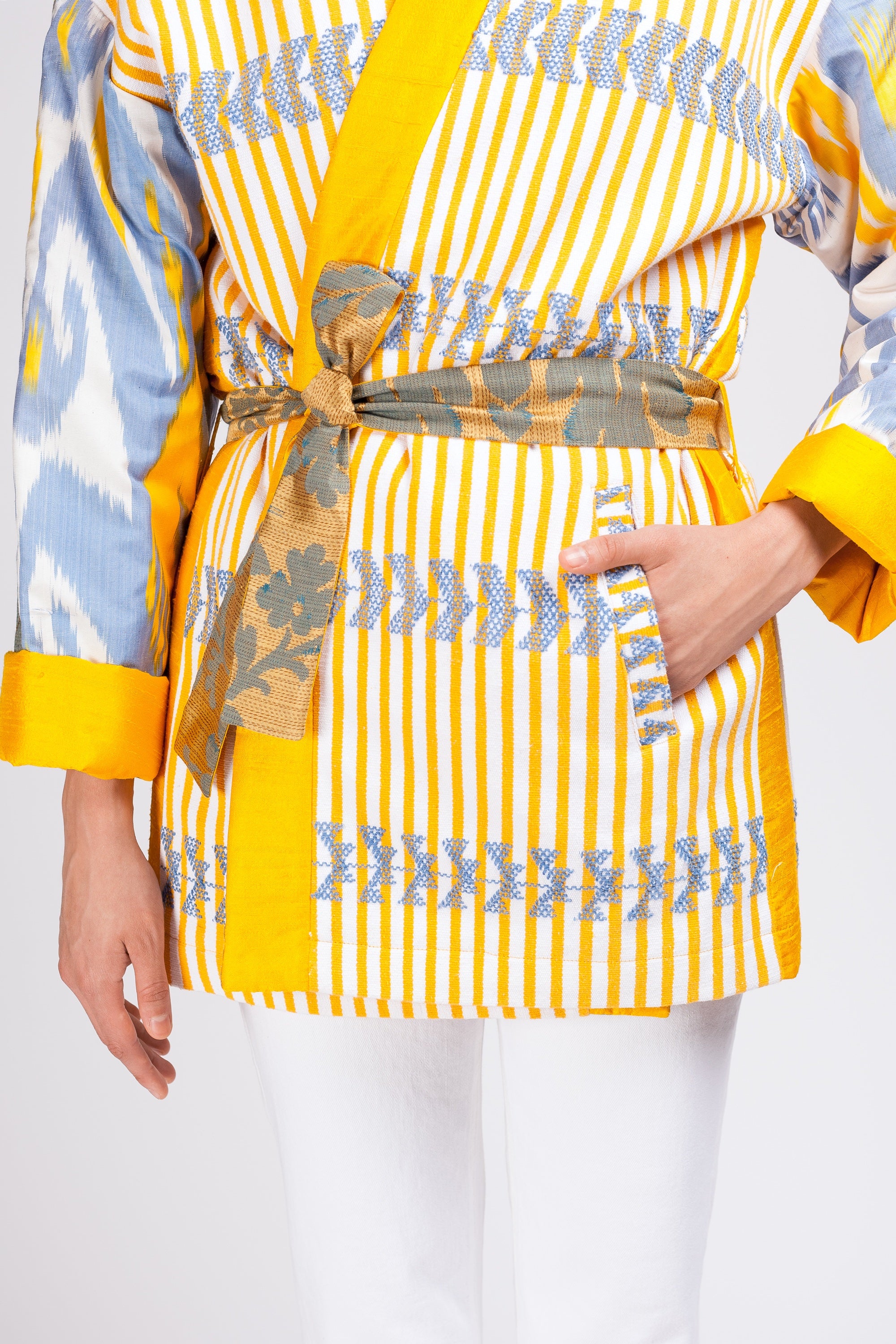 maison-mitla-handwoven-women-Jacket-kimono-silk-cotton-yellow-3